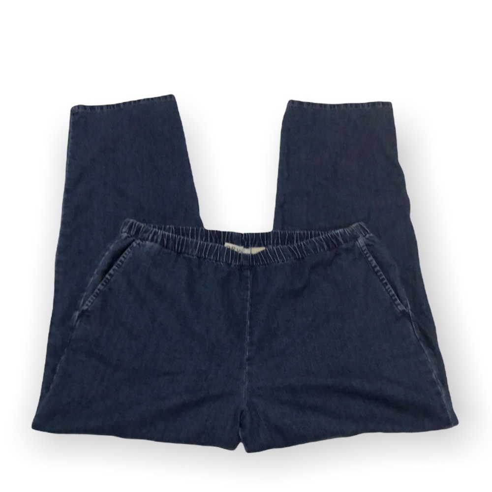 Orvis Womens Petite Wide Legs Pull On Jeans Size L/P